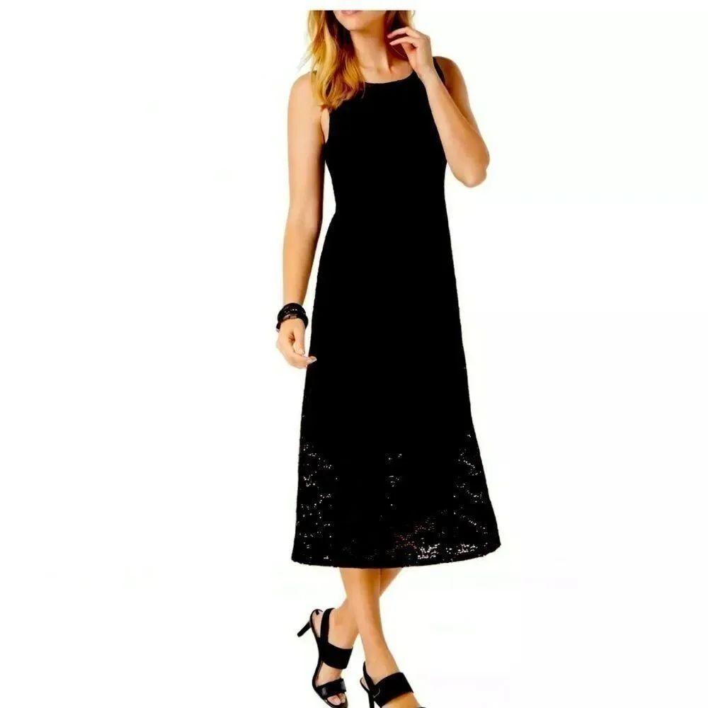 Alfani Lace Midi Dress in Black